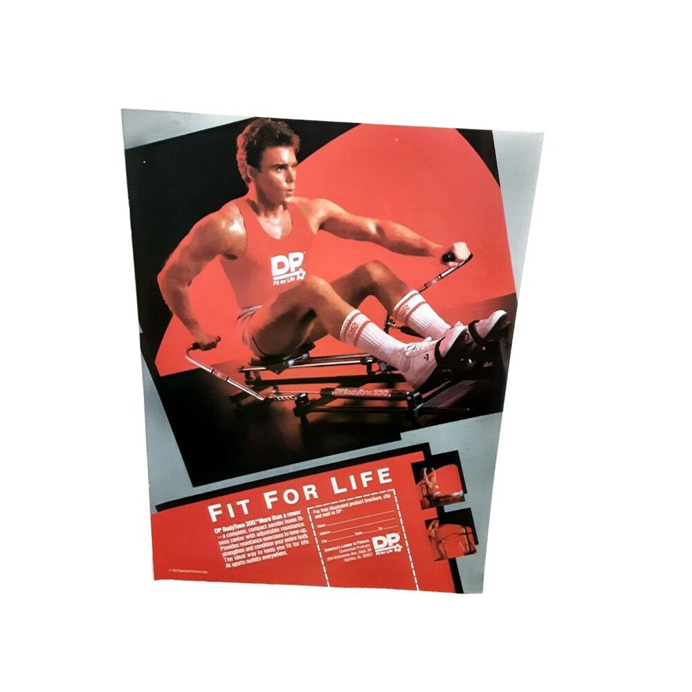 1985 DP Fit For Life Man On Rower Original Print Ad